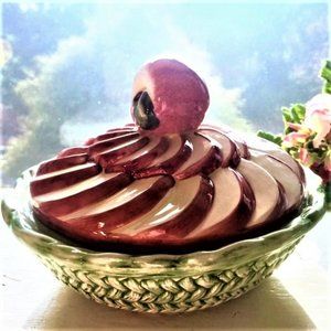 Ceramic Basket Bowl With Apple Slices Lid